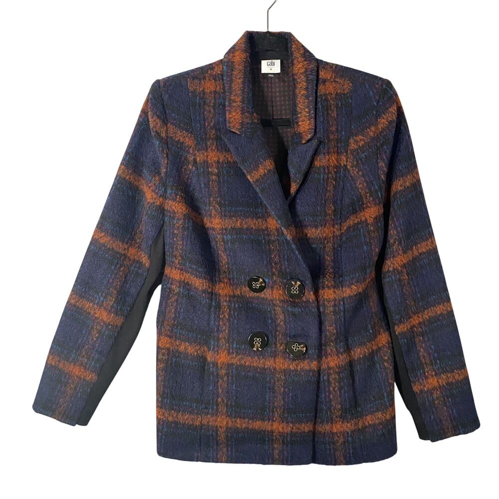 CAbi Checkmate Plaid Double Breasted Blazer Jacket 3736 Womans Size Medium